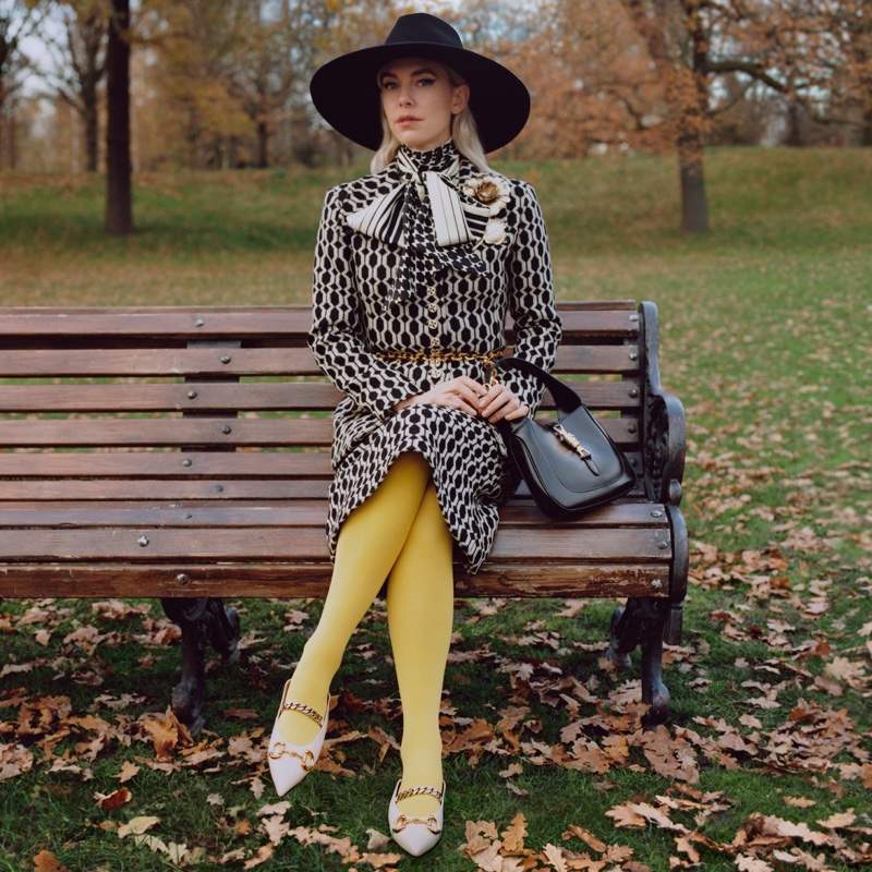 Vanessa Kirby stars in Gucci Winter in the Park campaign.