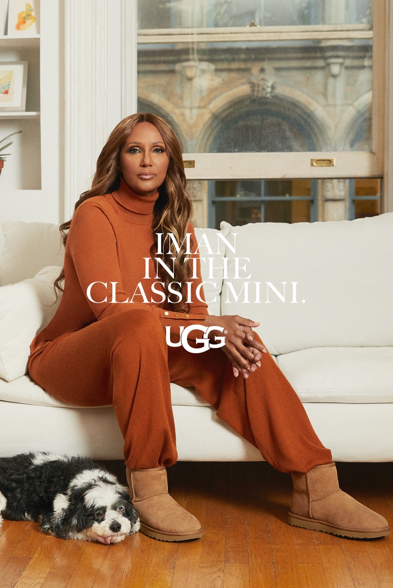 Supermodel Iman wears UGG Classic Mini for the brand's spring 2021 campaign.