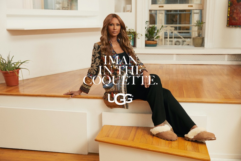 Iman poses for UGG spring-summer 2021 campaign.