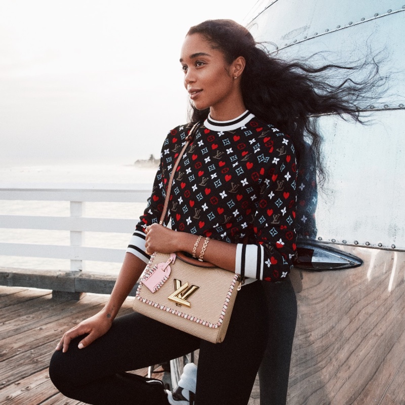 Laura Harrier Carrying a Louis Vuitton New Wave Chain Bag