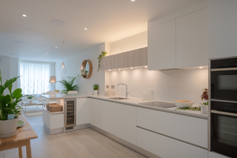 Lighted Kitchen Cabinets Sink Minimal