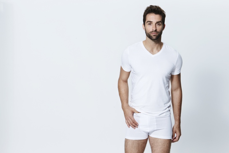 Male Model White T-Shirt Boxer Shorts
