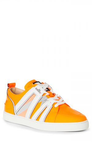Men's Christian Louboutin Vida Viva Low Top Sneaker, Size 7US - Orange