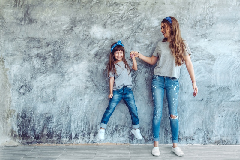 Mom Daughter Matching Outfits Kids T-Shirt Denim