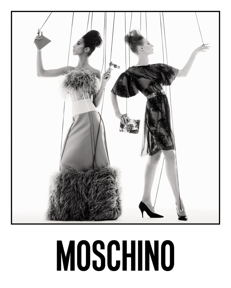 Moschino unveils spring-summer 2021 campaign featuring models as marionettes. 