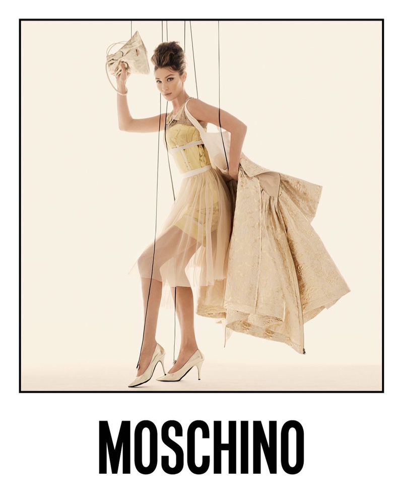 Bella Hadid stars in Moschino spring-summer 2021 campaign.