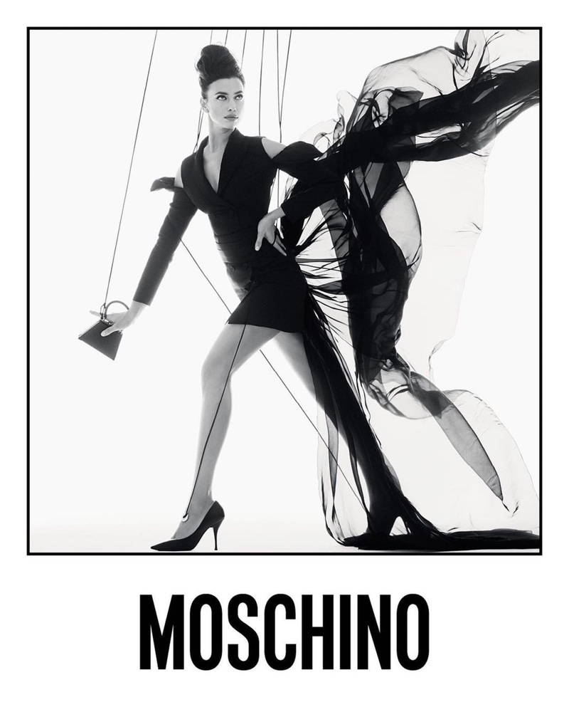 Irina Shayk appears in Moschino spring-summer 2021 campaign.