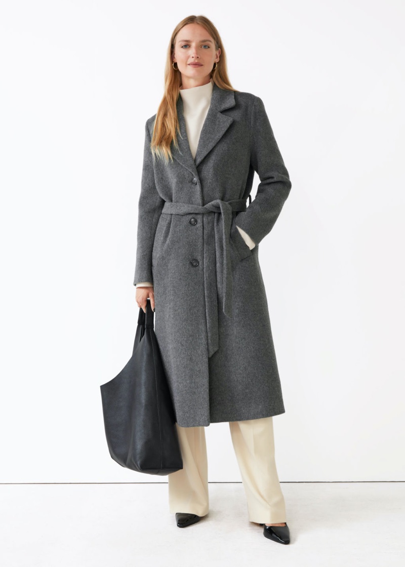 & Other Stories Relaxed Alpaca Blend Coat in Grey $279