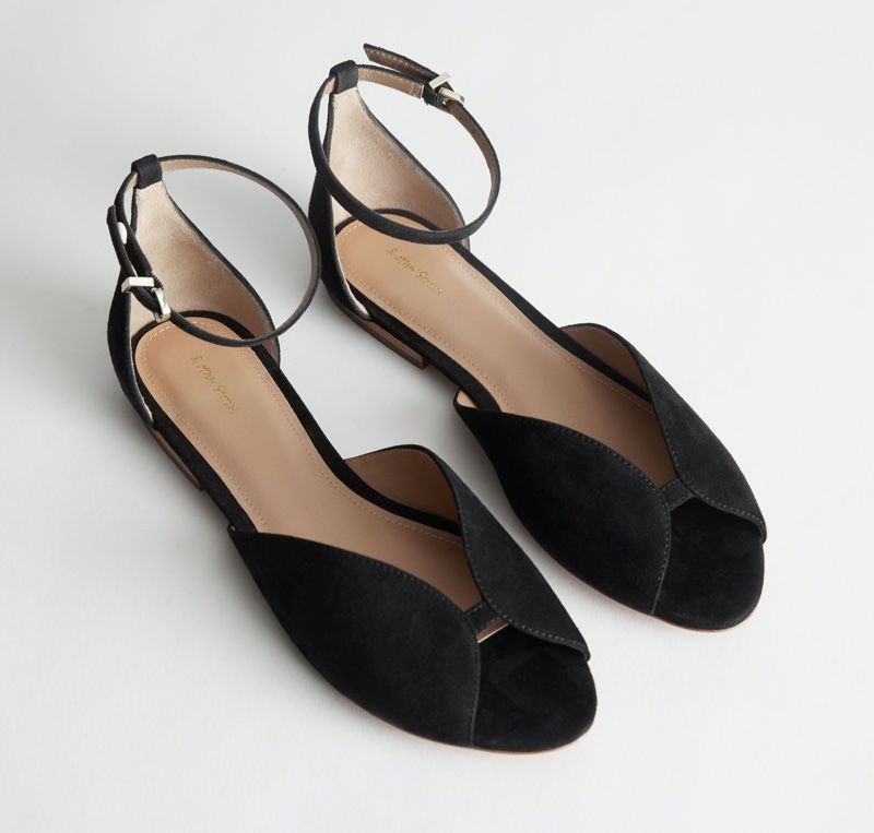 & Other Stories Suede Ankle Strap Ballerina Flats $99