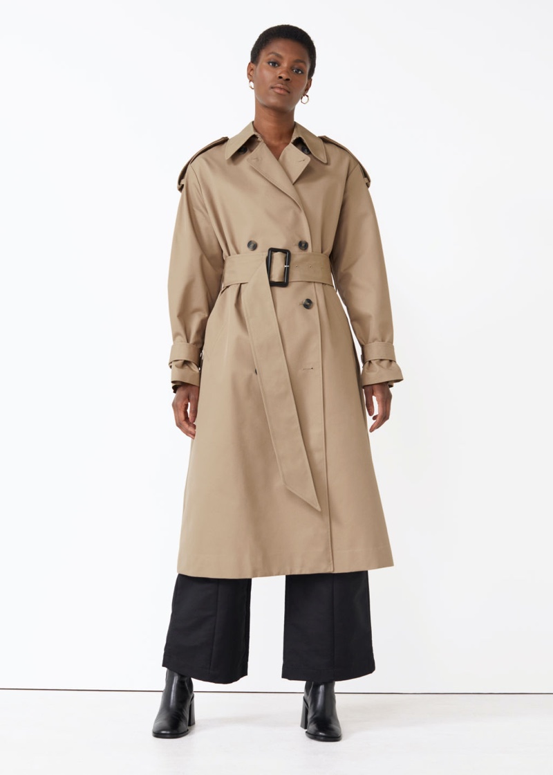 & Other Stories Wide Belt Trench Coat in Beige $219