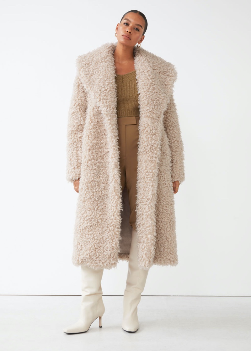 & Other Stories Wide Collar Sherpa Coat $279