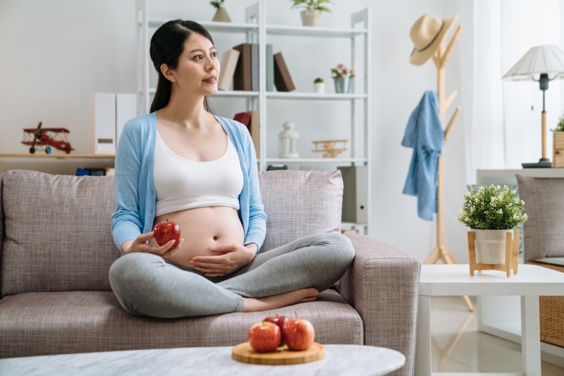 Pregnant Asian Woman Fruit Stomach Bra Coach