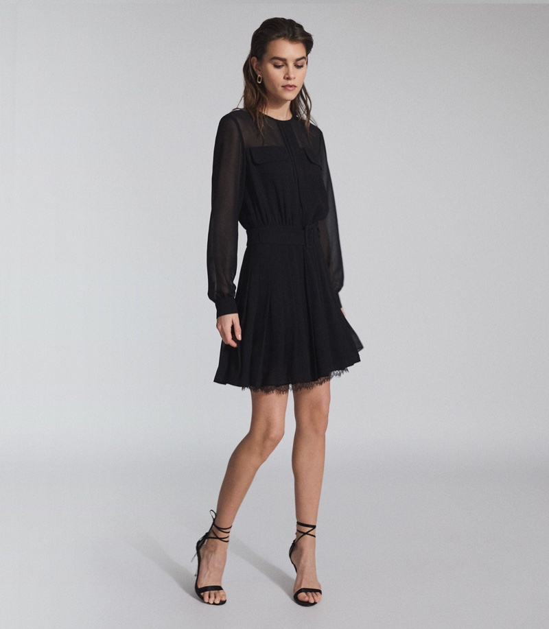 REISS Mallie Lace Trim Mini Dress $370