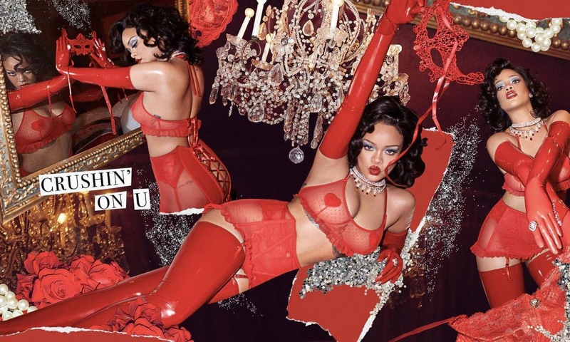 Posing in a collage, Rihanna fronts Savage x Fenty Valentine's Day 2021 lingerie campaign.