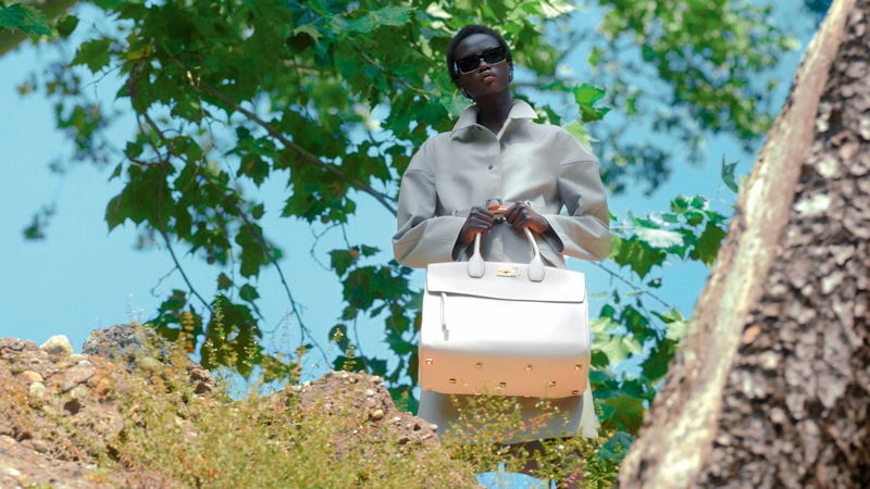 Salvatore Ferragamo Trifolio bag featured in spring 2021 campaign.