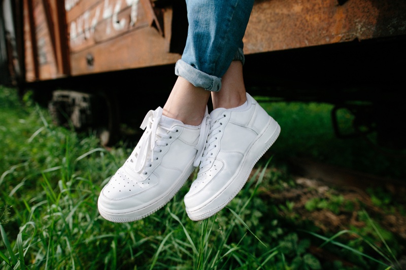 White Women's Sneakers Grass