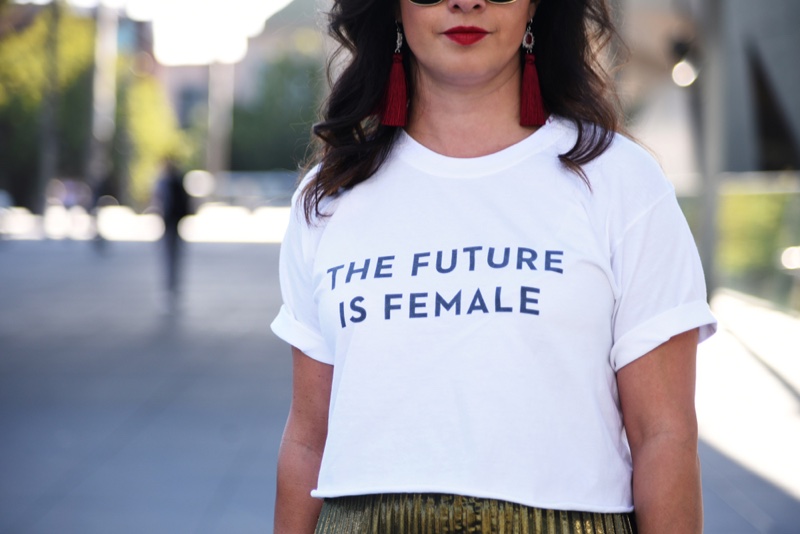 Woman Wearing Future Female T-Shirt Street