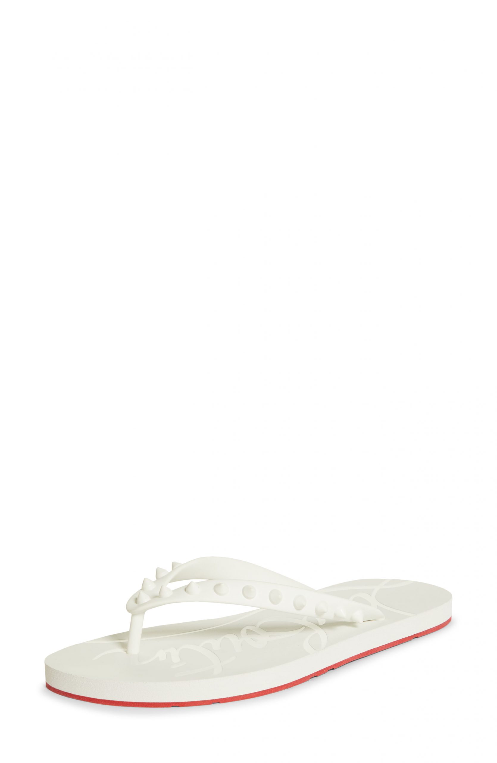 white louboutin flip flops
