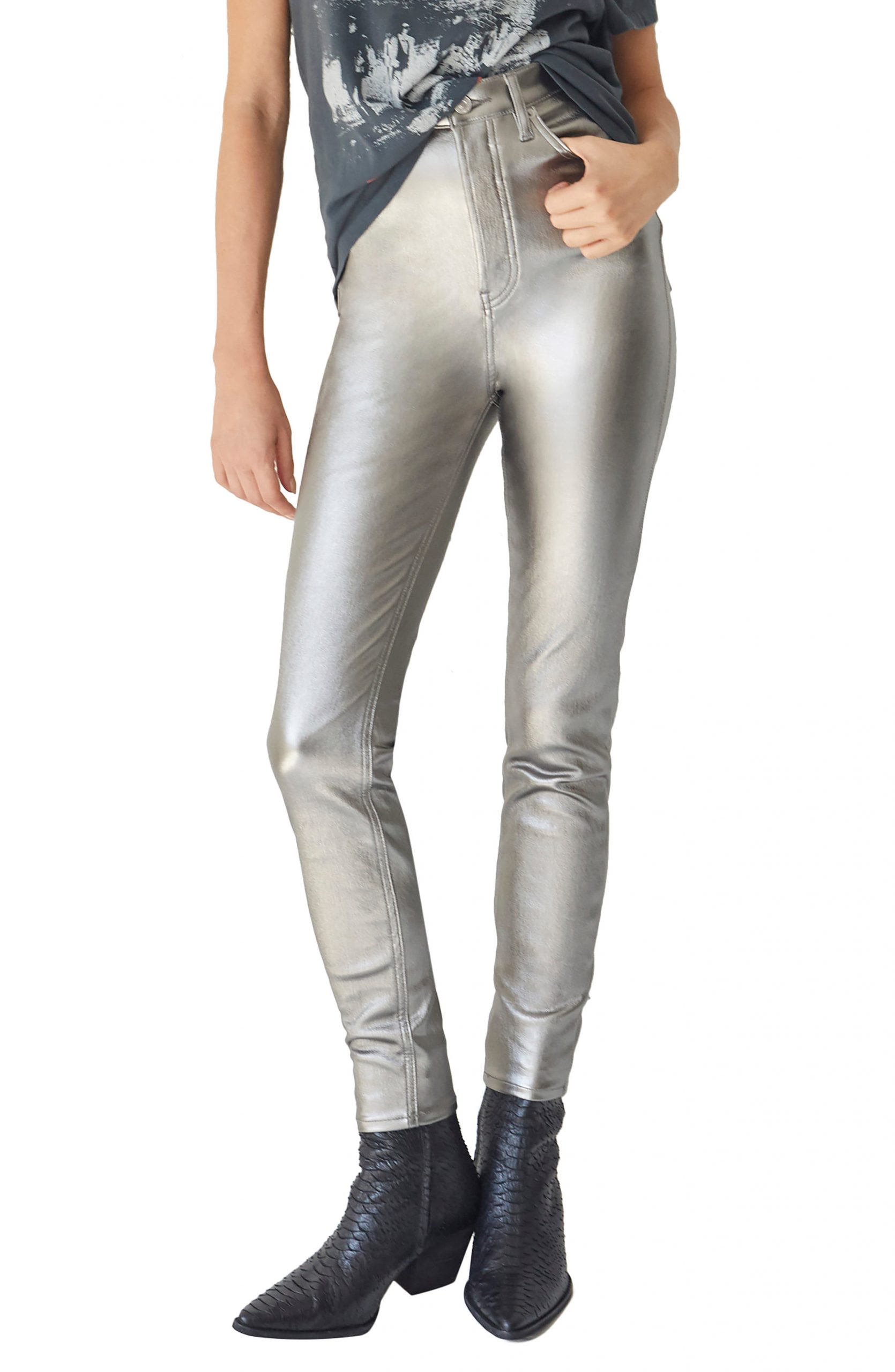 grey coated skinny jeans
