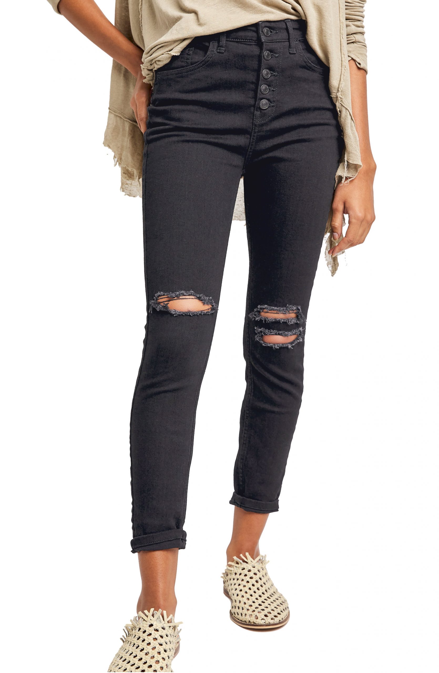 black high waisted super skinny jeans