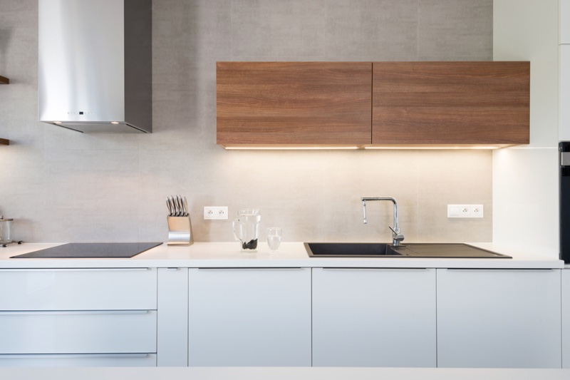 Wood Cabinets Under Lights Kitchen White