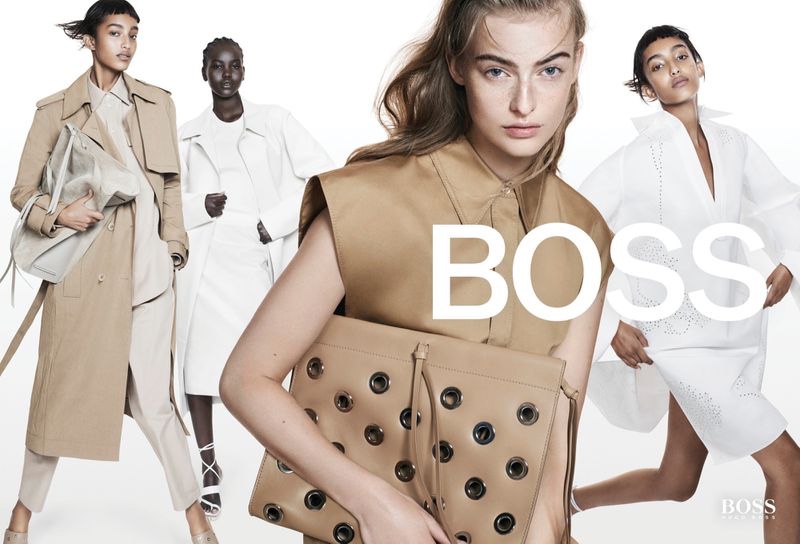 Mona Tougaard, Adut Akech, and Berit Heitmann star in BOSS spring-summer 2021 campaign.