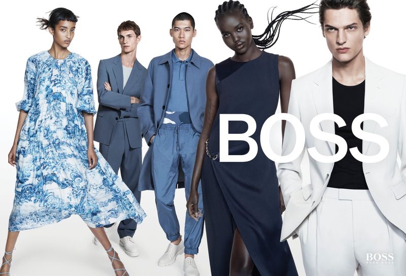 Models pose for BOSS spring-summer 2021 campaign.