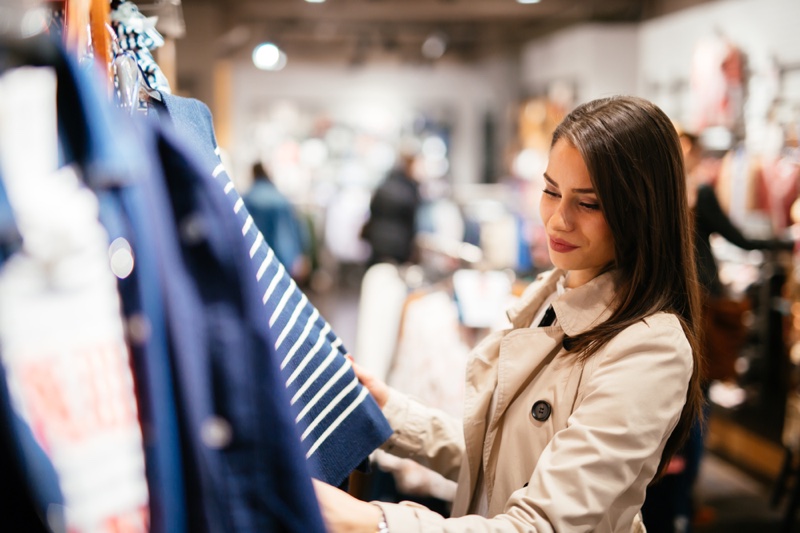 Brunette Woman Shopping Clothes