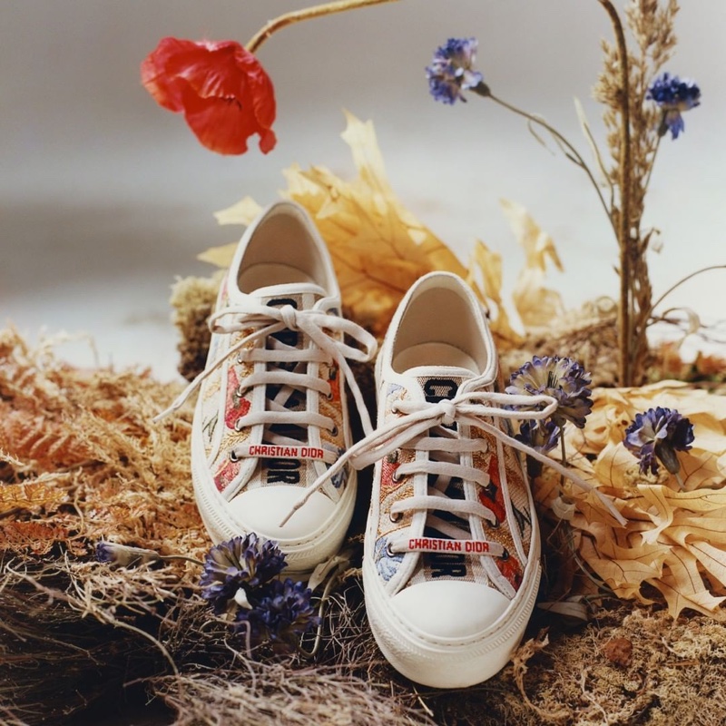 Walk'n'Dior Sneaker with Dior Hibiscus Embroidery.