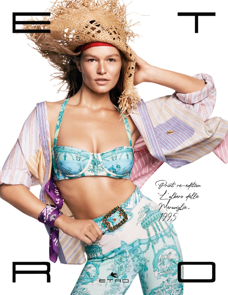 Etro's signature prints stand out in its spring-summer 2021 campaign.