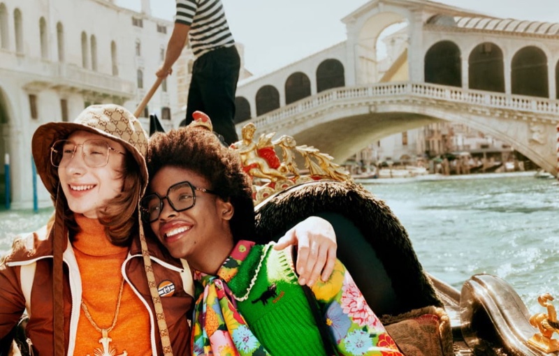 Models pose in Venice for Gucci Eyewear spring-summer 2021 campaign.