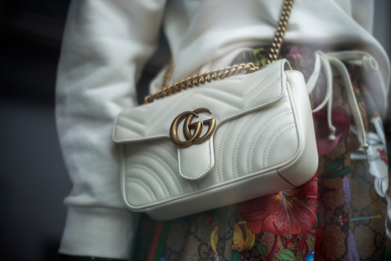 Gucci White Gold Double G Hardware Handbag