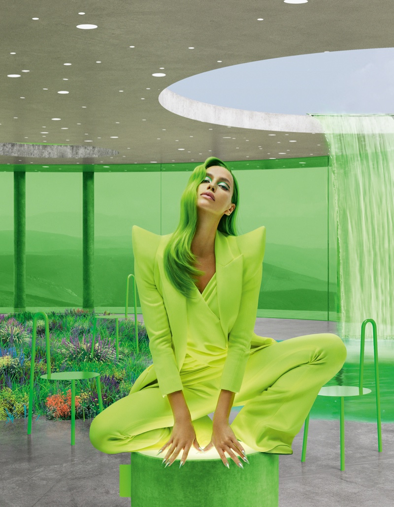 Irina Shayk Looks Glam in Green for Vogue Russia
