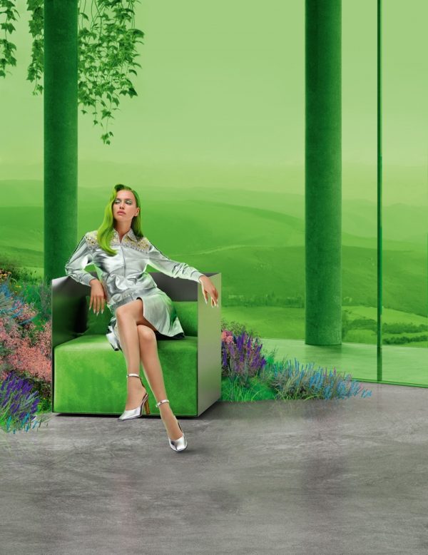 Irina Shayk Vogue Russia 2021 Cover Green Fashion Editorial