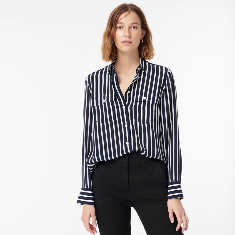 J. Crew Classic-Fit Silk Shirt in Stripe $148