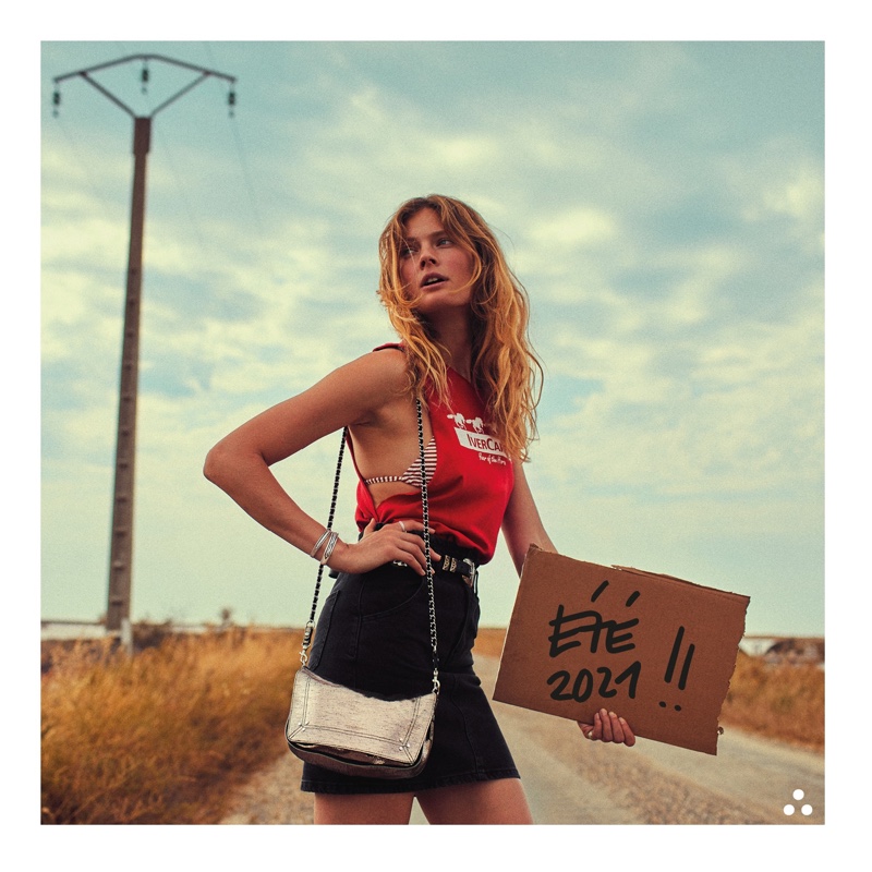 Constance Jablonski stars in Jerome Dreyfuss spring-summer 2021 campaign.