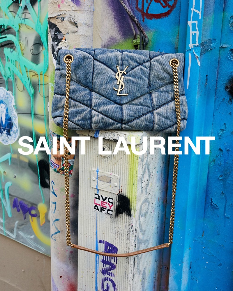 The Puffer bag featured in Saint Laurent spring 2021 campaign.