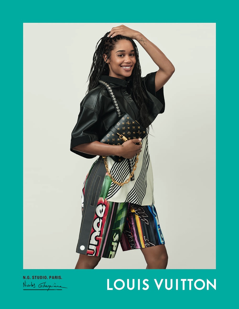 Laura Harrier poses for Louis Vuitton spring-summer 2021 campaign.