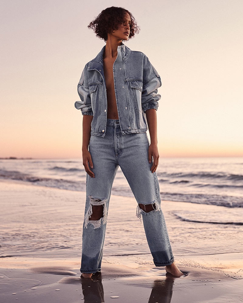 Malaika Holmen stars in Mango Denim spring 2021 campaign.