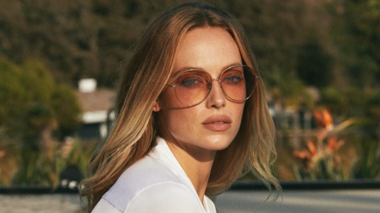 Hannah Ferguson Poses in Malibu for Oliver Peoples Spring 2021 Campaign