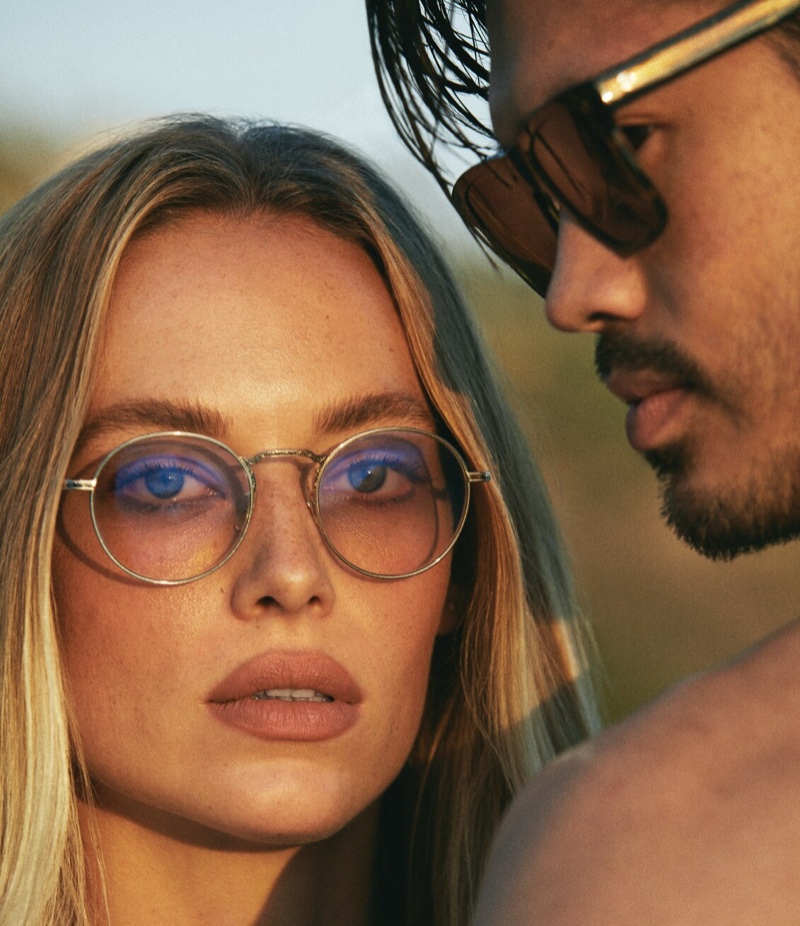 Hannah Ferguson and Ross Butler front Oliver Peoples spring-summer 2021 campaign.
