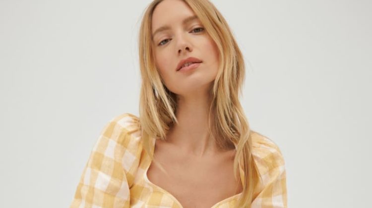 Reformation Barrett Top in Dandelion Check $148