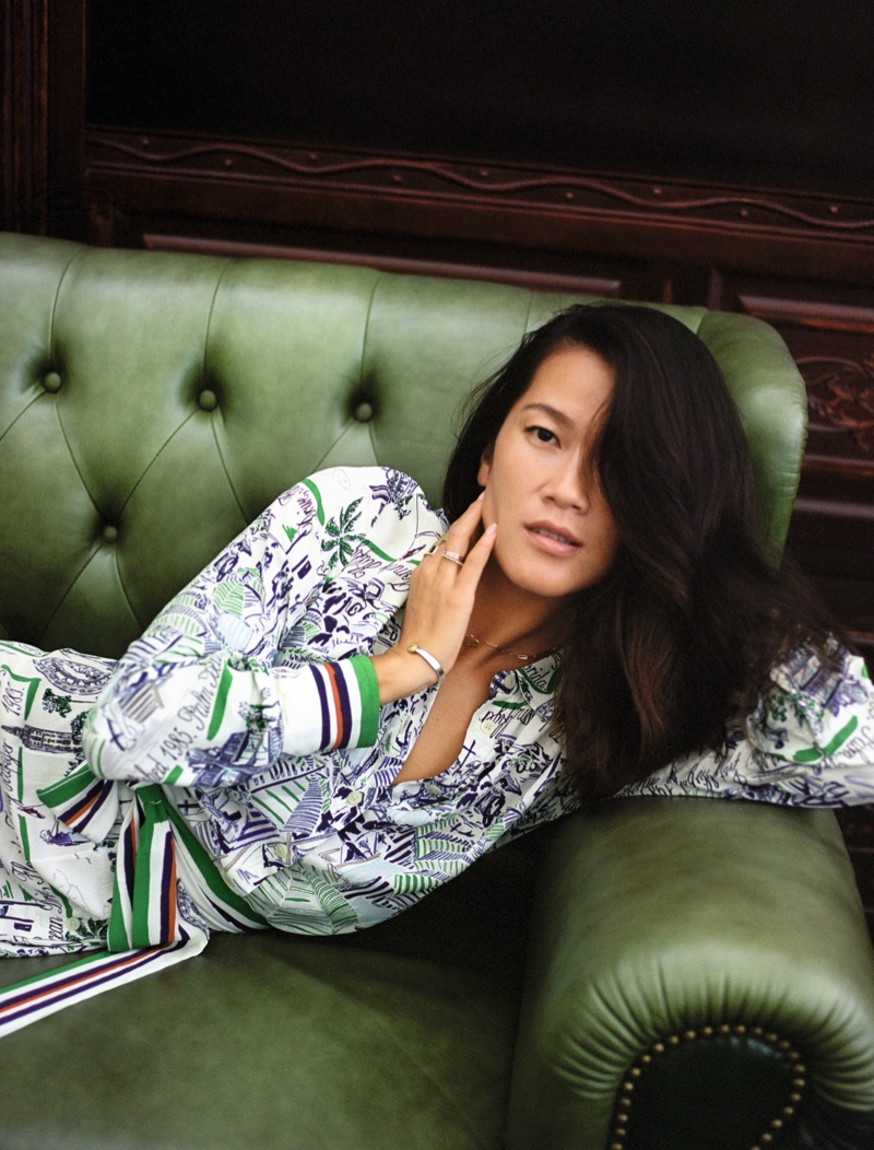 Monica Guo poses for Tommy Hilfiger spring-summer 2021 campaign.