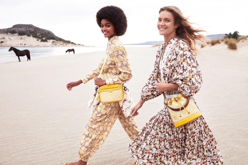 Natalia Vodianova and Blesnya Minher star in Tory Burch spring-summer 2021 campaign.