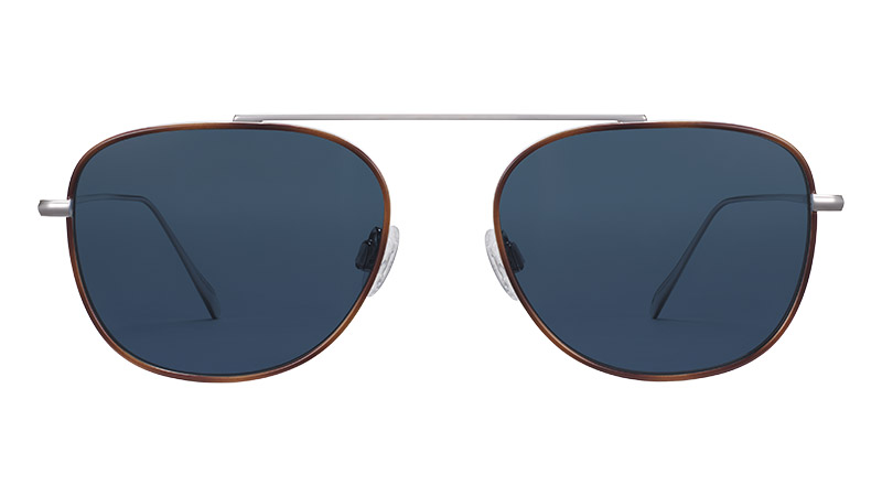 Warby Parker Bolton Sunglasses in Polished Silver with Oak Barrel $195