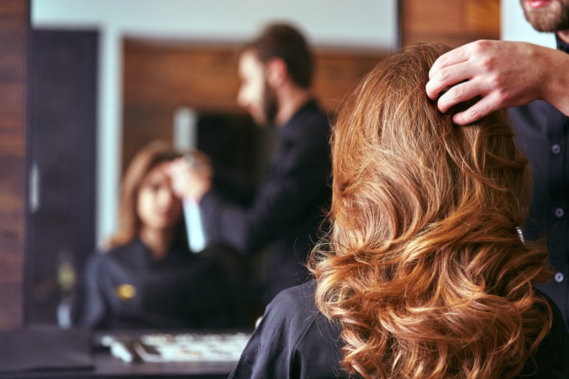 Woman Hair Salon Back View Professional