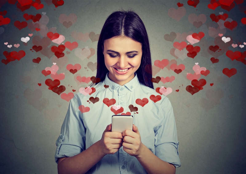 Woman Phone Hearts Romantic