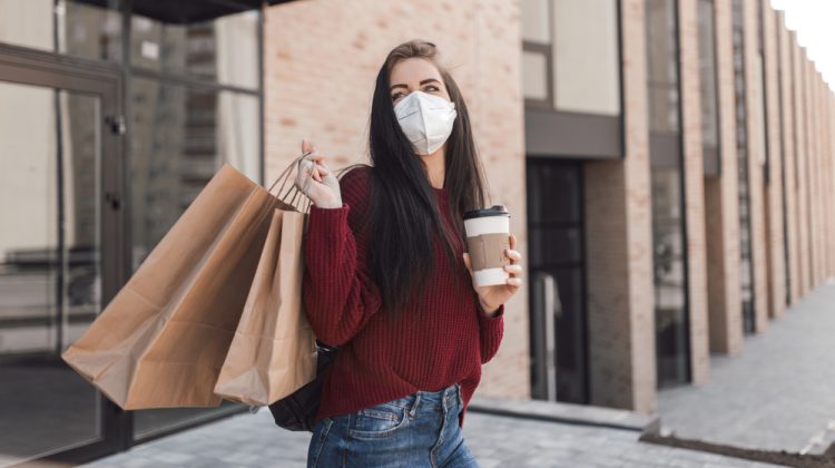 Woman Shopping with Mask on