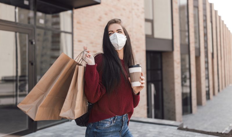 Woman Shopping with Mask on