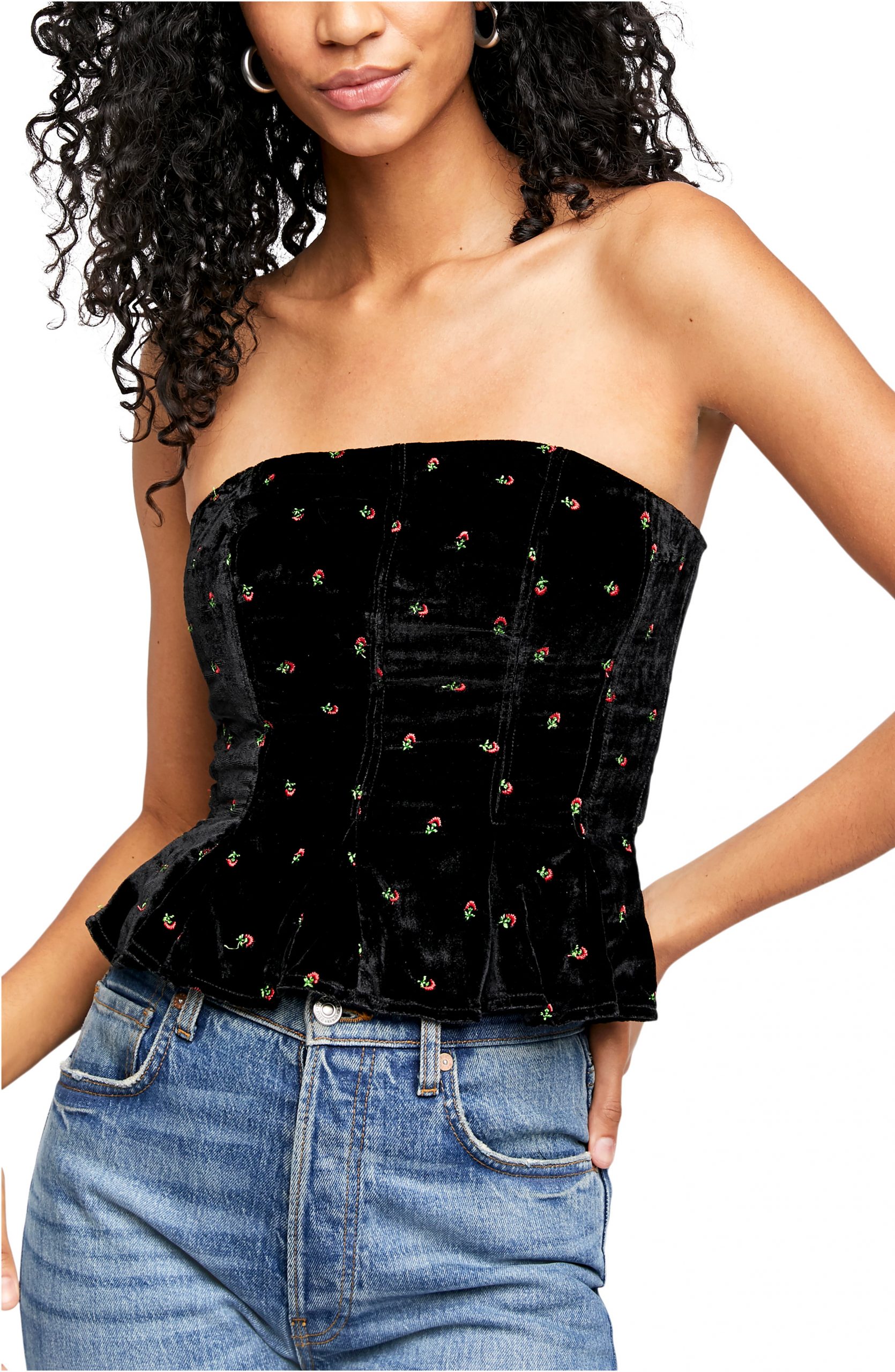 embroidered bustier top